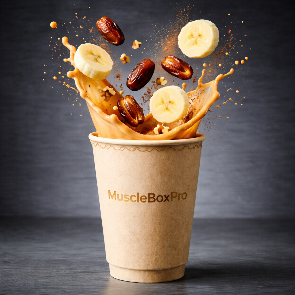 Fresh protein shake blend with banana and dates
